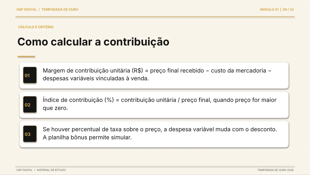 Página real do módulo sobre ofertas e margens